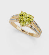 Yellow gold Fancy Yellow Heart Cut Diamond Solitaire Engagement Ring with Split Shank Pavé Band