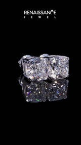 Platinum Cushion Cut Diamond Stud Earrings