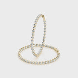 Yellow gold Round Diamond Prong Set Hoop Earrings