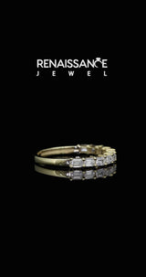 Yellow gold Emerald Cut Diamond Single Row Wedding Band