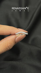 14K White Gold Diamond Pavé Curved Wedding Band