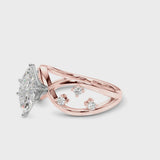 Rose gold Marquise Cut Solitaire Diamond with Side Stones on Criss-Cross Band and Four-Prong Setting