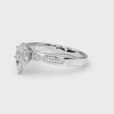 White gold Pear Solitaire Diamond Ring with Channel-Set Band and Four-Prong Setting