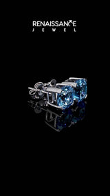 Silver Cushion Cut Blue Topaz Stud Earrings