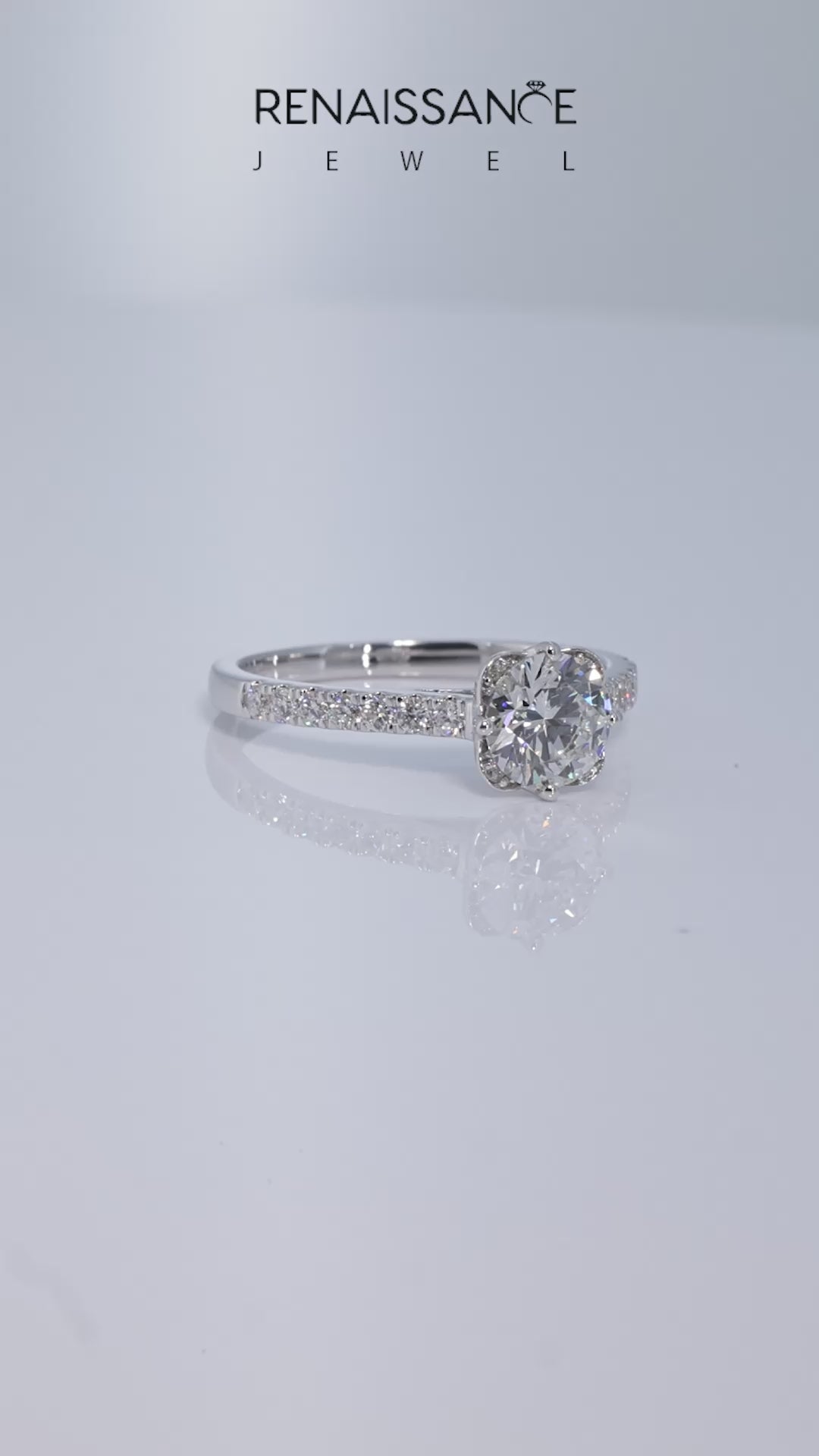 White gold Round Diamond Pave Band with Floral Prong Setting_21