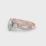 Rose gold Three-Stone Marquise Cut Diamond Twist Band with Prong Setting