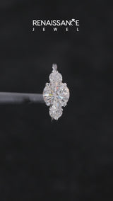 Platinum Radiant Cut Brilliant Three-Stone Diamond Ring with Pavé Band and Four-Prong Setting