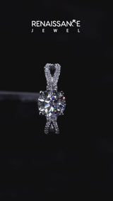 Platinum Three-Stone Round Cut Diamond Twist Band with Prong Setting