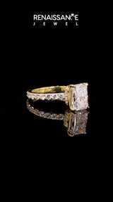 Yellow gold Radiant Cut Diamond Pavé Engagement Ring with Round  Accents and Prong Setting