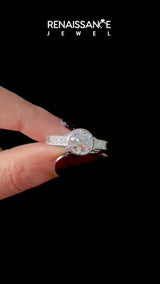 Silver Bezel Set Pear Diamond Milgrain Pave Engagement Ring