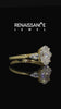 Yellow gold Oval Cut Diamond Three-Stone Ring with Pear Aquamarine Side Stones and Prong Setting_12