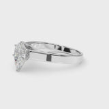 Silver Pear Solitaire Engagement Ring with Six-Prong Setting and Tapered Band