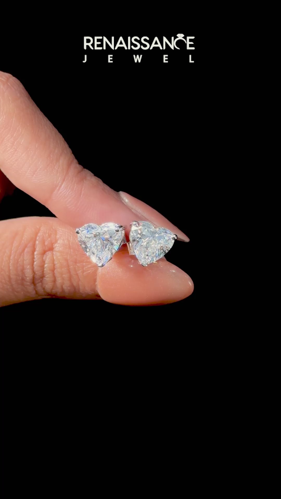 White gold Heart Brilliant Diamond Stud Earrings_52