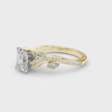 Yellow gold Radiant Diamond Swirl Band with Prong Setting
