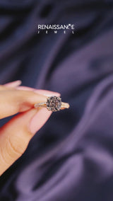 Yellow gold Emerald Cut Diamond Split Shank Engagement Ring with Pavé Band