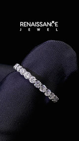 Silver Round Moissanite Half Eternity Band with Prong Setting