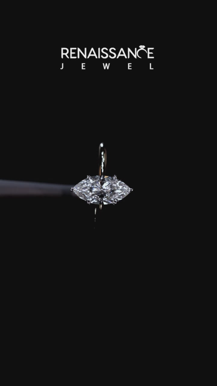 Yellow gold Marquise Solitaire Engagement Ring with Classic Band and Four-Prong Setting 4