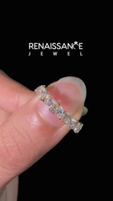 Yellow gold Marquise and Round Diamond Vine Eternity Band with Prong Setting