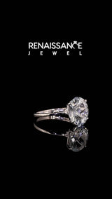 Silver Oval Cut Aquamarine Solitaire Engagement Ring with Classic Band and Four-Prong Setting