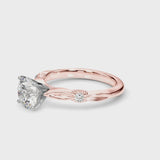 Rose gold Asscher Solitaire Diamond Twisted Band with Four-Prong Setting