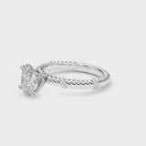 White gold Oval Solitaire Twisted Band Prong Set Engagement Ring