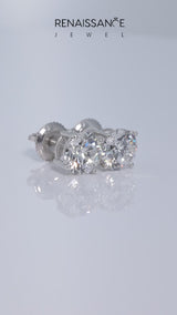 Platinum Asscher Cut Diamond Stud Earrings