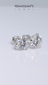 Silver Round Brilliant Diamond Martini Stud Earrings