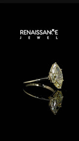 Yellow gold Fancy Yellow Marquise Cut Diamond Solitaire Engagement Ring with Classic Band and Four-Prong Setting