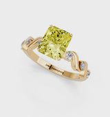 Yellow gold Fancy Yellow Radiant  Solitaire Twisted Band with Prong Setting