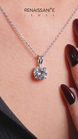 Silver Round Solitaire Pendant with Four-Prong Setting