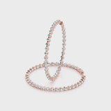 Rose gold Round Diamond Prong Set Hoop Earrings