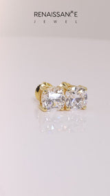 Yellow gold Cushion Cut Diamond Stud Earrings