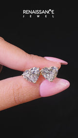 Yellow gold Heart Cut Diamond Stud Earrings