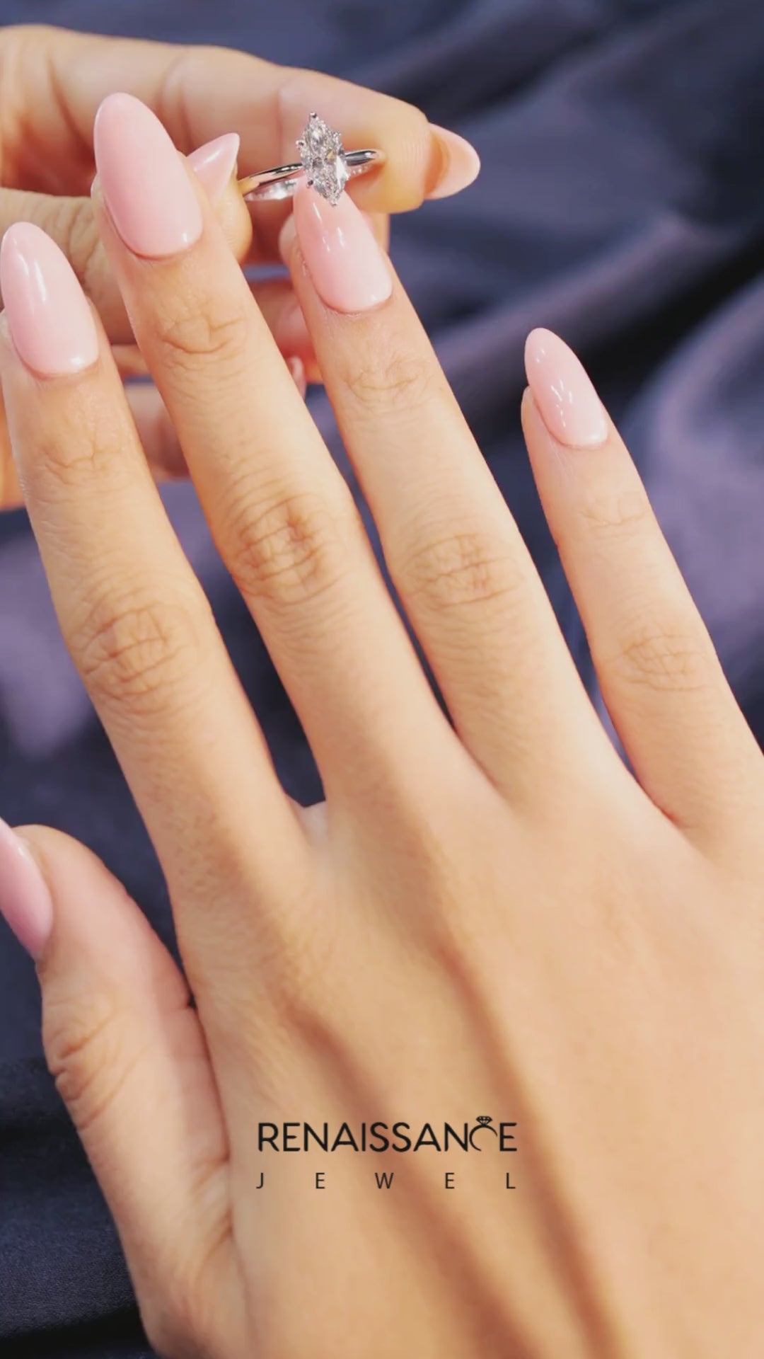 Platinum Marquise Solitaire Engagement Ring with Classic Band and Four-Prong Setting 4