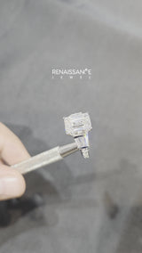14K White Gold 2.53 Carat D VVS2 Emerald Solitaire Baguette Side Stone Channel Set Engagement Ring