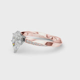 Rose gold Pear Cut Diamond Engagement Ring with Side Stone Accents and Four-Prong Setting