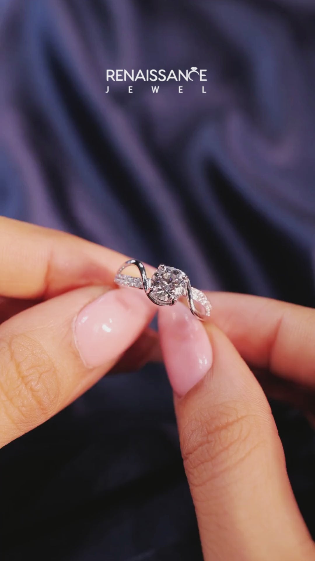 White gold Round Solitaire Twisted Band with Prong Setting 6