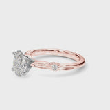 Rose gold Oval Solitaire Diamond Twisted Band with Four-Prong Setting