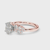 Rose gold Oval Cluster Diamond Engagement Ring with Pavé Band and Four-Prong Setting