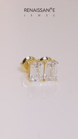 Yellow gold Emerald Cut Diamond Stud Earrings