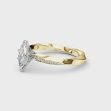 Yellow gold Marquise Cut Diamond Engagement Ring with Side Stone Accents and Four-Prong Setting