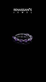 Silver Marquise Amethyst Half Eternity Band with Prong Setting