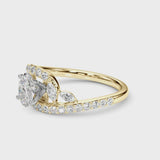Yellow gold Oval Solitaire with Pavé Twist Band and Four-Prong Setting