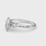 White gold Three-Stone Marquise Cut Diamond Solitaire with Prong Setting and Classic Band