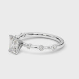 Platinum Emerald Solitaire Diamond Ring with Bezel Set Side Stones and Prong Setting