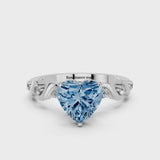 White gold Fancy Blue Heart  Solitaire Twisted Band with Prong Setting
