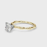Yellow gold Asscher Solitaire Diamond Ring with Bamboo Band and Four-Prong Setting