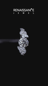 Silver Asscher Solitaire Marquise Twist Band with Six-Prong Setting