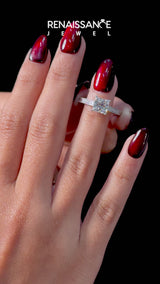 Platinum Emerald Cut Diamond Engagement Ring with Milgrain Channel Set Band and Prong Setting