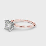 Rose gold Princess Cut Diamond Solitaire Engagement Ring with Classic Band and Four-Prong Setting